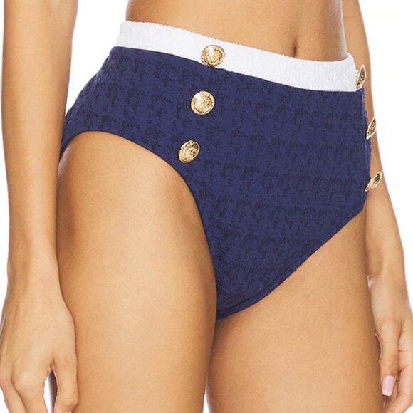 L'agence Vanessa Colorblock Chic High-waist Bikini Bottoms In Marine Size Medium - Picture 2 of 8